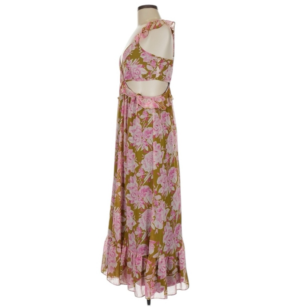 Likely Katerina Floral Cutout Midi Dress Olive Oil/ Pink Size 12 - Picture 8 of 11
